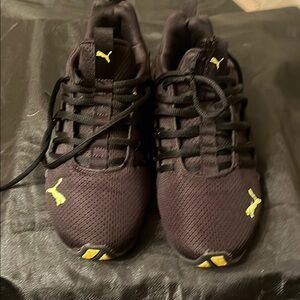 Puma Black and Yellow Sneakers with Breathable Mesh